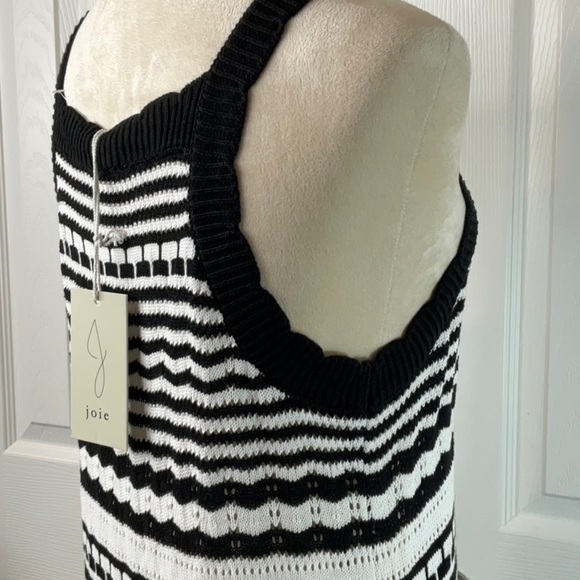Joie NWT Black White Crochet Knit Sleeveless Midi Dress Size Large - Picture 8 of 10